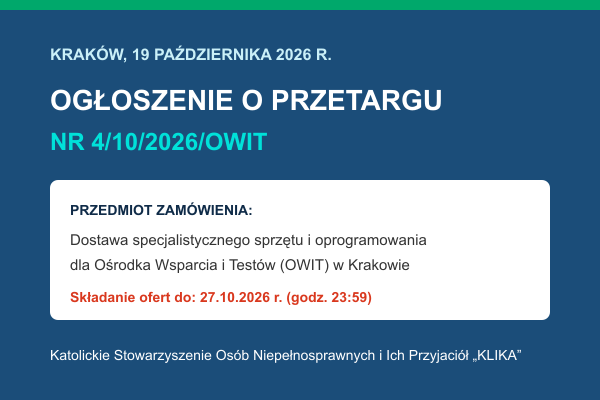 Kraków, dnia 19 października 2026 r.  OGŁOSZENIE O PRZETARGU...
